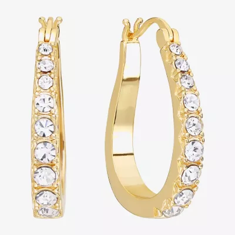 Sparkle Allure Womens Cubic Zirconia 14K Gold Over Brass 27.4mm Hoop Earrings