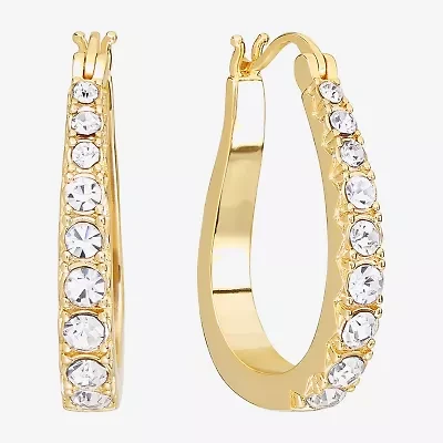 Sparkle Allure Womens Cubic Zirconia 14K Gold Over Brass 27.4mm Hoop Earrings