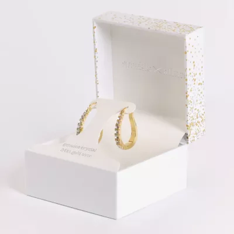 Sparkle Allure Womens Cubic Zirconia 14K Gold Over Brass 27.4mm Hoop Earrings