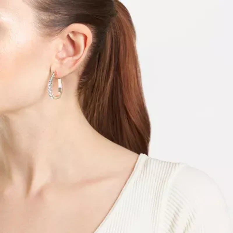 Sparkle Allure Womens Cubic Zirconia 14K Gold Over Brass 27.4mm Hoop Earrings