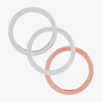 Limited Quantities! Womens Cubic Zirconia 18K Rose Gold Over Silver Sterling Silver Ring Set