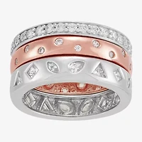 Limited Quantities! Womens Cubic Zirconia 18K Rose Gold Over Silver Sterling Silver Ring Set