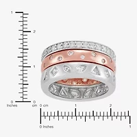 Limited Quantities! Womens Cubic Zirconia 18K Rose Gold Over Silver Sterling Silver Ring Set