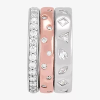 Limited Quantities! Womens Cubic Zirconia 18K Rose Gold Over Silver Sterling Silver Ring Set
