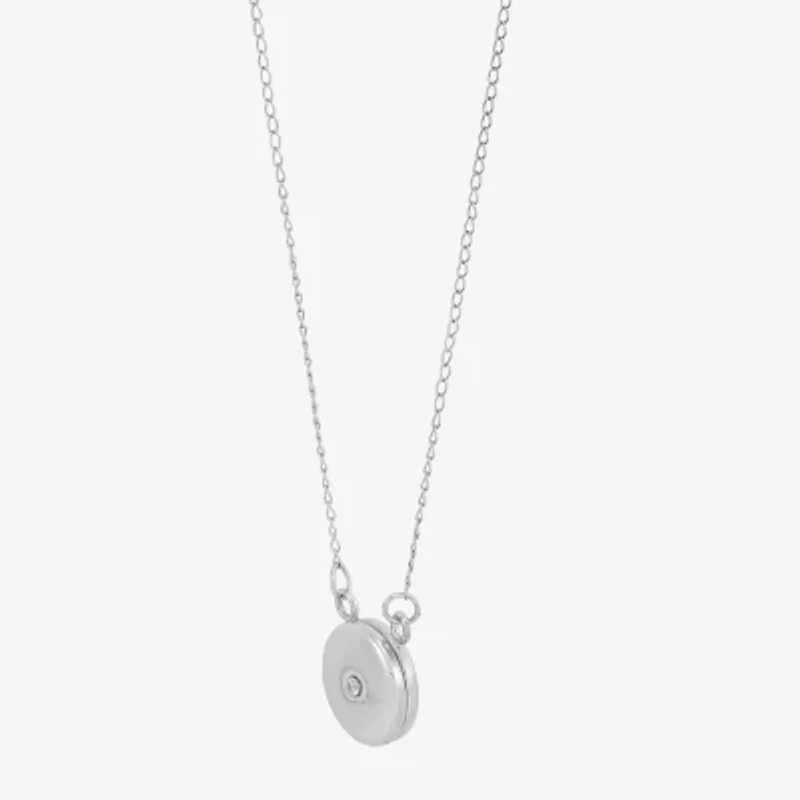 Limited Quantities! Womens White Crystal Sterling Silver 17 1/2 Inch Locket Necklace