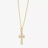 Limited Quantities! Womens 14K Gold Cross 18 Inch Pendant Necklace
