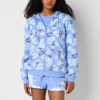 Womens Long Sleeve Lilo & Stitch Fleece Zipper Juniors Hoodie