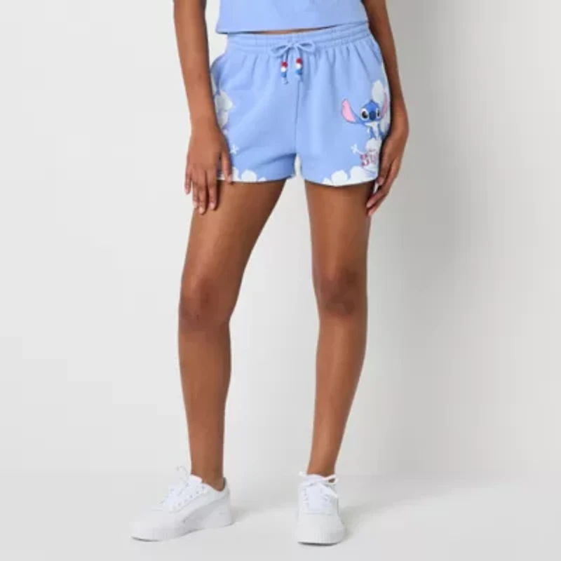 Lilo And Stitch The Movie Fleece Juniors Womens Mid Rise Pull-On Short