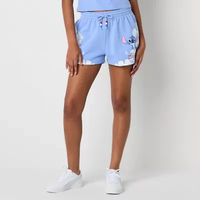 Lilo And Stitch The Movie Fleece Short Juniors Womens Mid Rise Pull-On