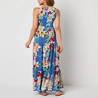 Danny & Nicole Womens Sleeveless Floral Maxi Dress