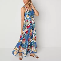 Danny & Nicole Womens Sleeveless Floral Maxi Dress