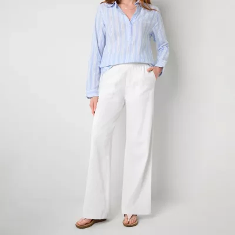 St. John's Bay Womens Wide Leg High Rise Tall Trouser