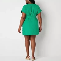 St. John's Bay Womens Tall Short Sleeve Shift Dress