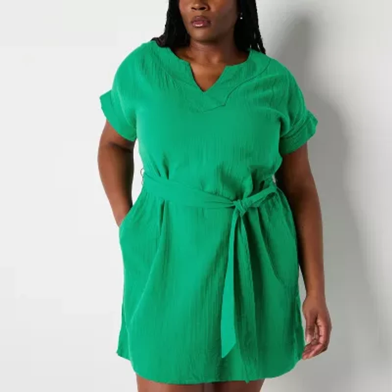 St. John's Bay Womens Tall Short Sleeve Shift Dress
