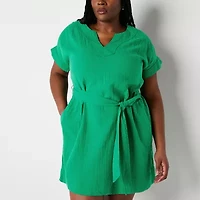 St. John's Bay Womens Tall Short Sleeve Shift Dress