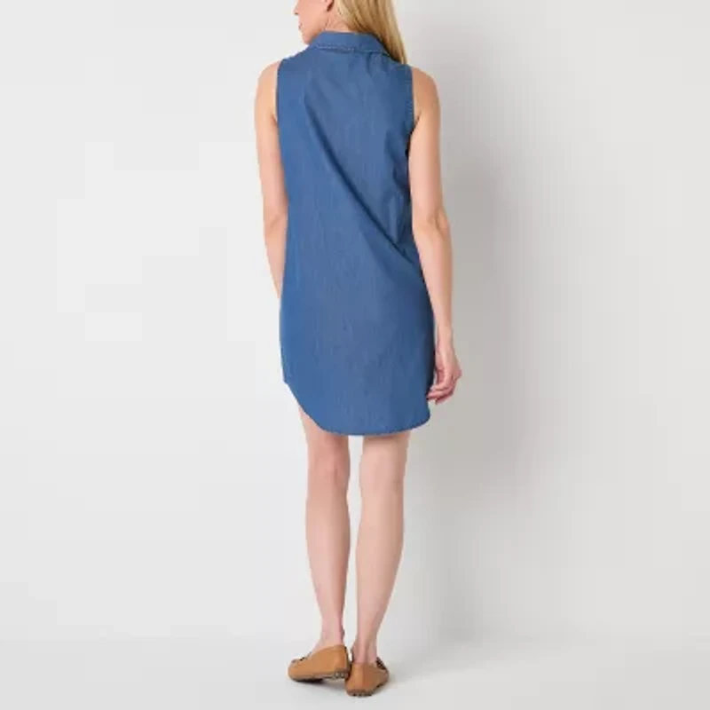 St. John's Bay Womens Tall Sleeveless Floral Shift Dress