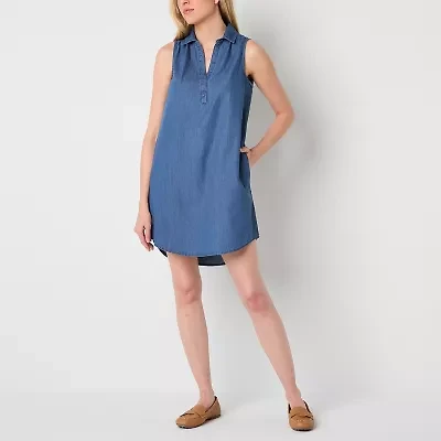 St. John's Bay Womens Tall Sleeveless Floral Shift Dress