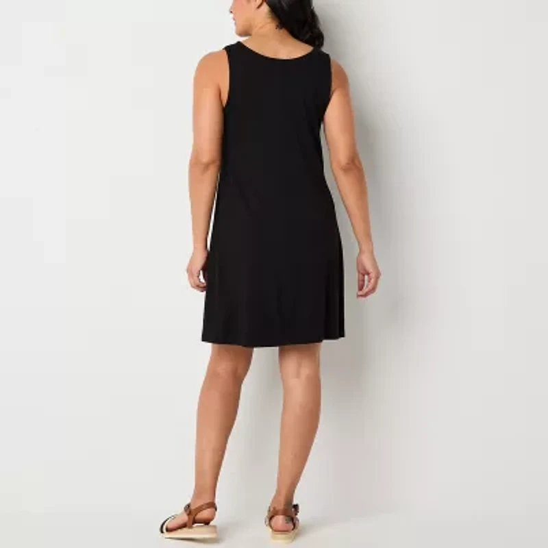 St. John's Bay Womens Sleeveless Midi Swing Dresses Tall
