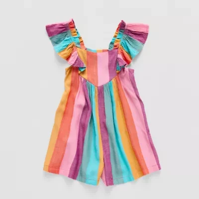 Okie Dokie Toddler & Little Girls Sleeveless Striped Romper