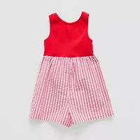 Okie Dokie Toddler & Little Girls Sleeveless Striped Romper
