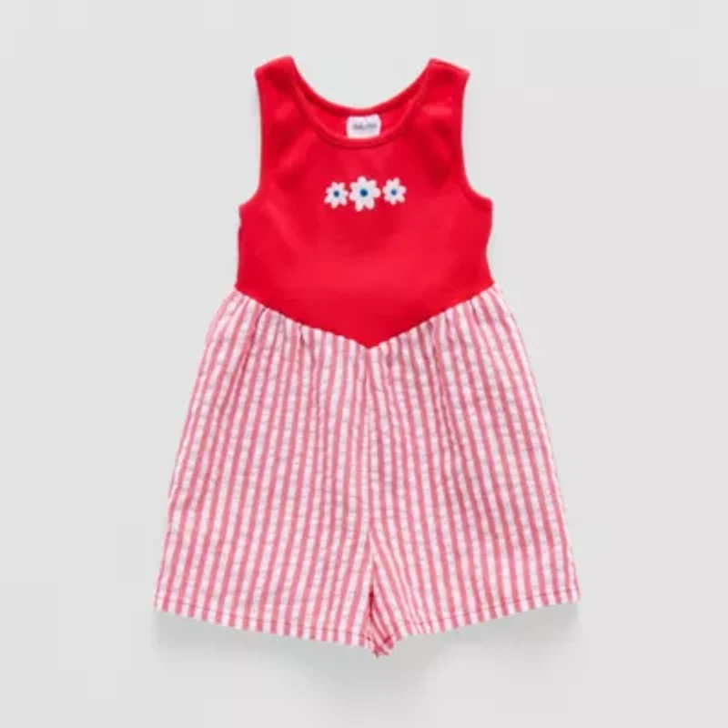 Okie Dokie Toddler & Little Girls Sleeveless Striped Romper