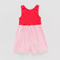 Okie Dokie Toddler Girls Easy-on + Easy-off Sleeveless Adaptive Striped Romper