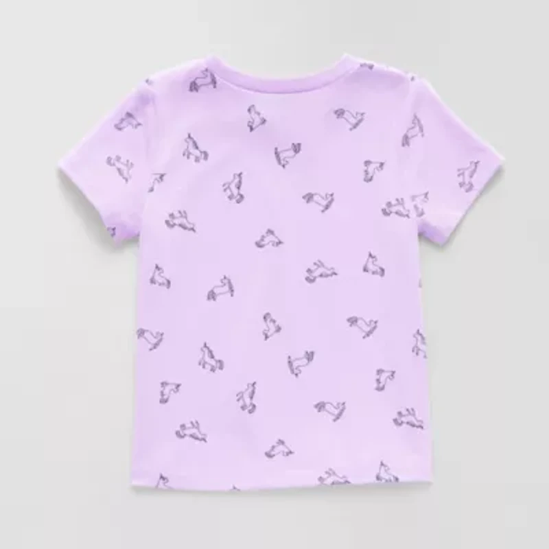 Okie Dokie Toddler & Little Girls Round Neck Short Sleeve Regular Fit Graphic T-Shirt