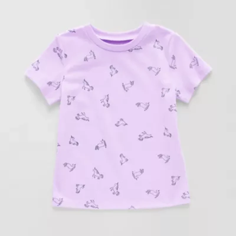 Okie Dokie Toddler & Little Girls Round Neck Short Sleeve Regular Fit Graphic T-Shirt