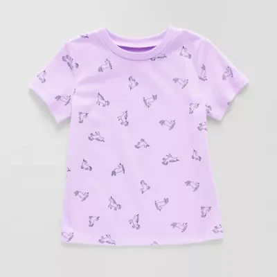 Okie Dokie Toddler & Little Girls Round Neck Short Sleeve Regular Fit Graphic T-Shirt