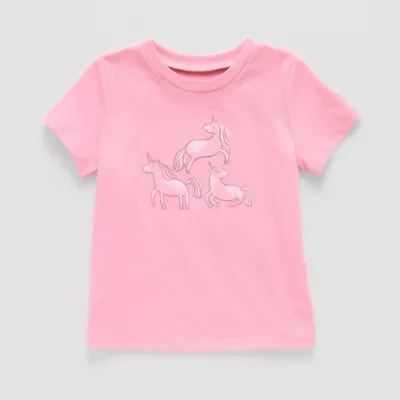 Okie Dokie Toddler & Little Girls Round Neck Short Sleeve Graphic T-Shirt