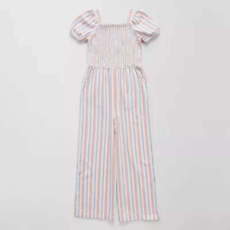 Thereabouts Little & Big Kid Girls Square Neck Short Sleeve Jumpsuit