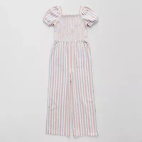 Thereabouts Little & Big Kid Girls Square Neck Short Sleeve Jumpsuit
