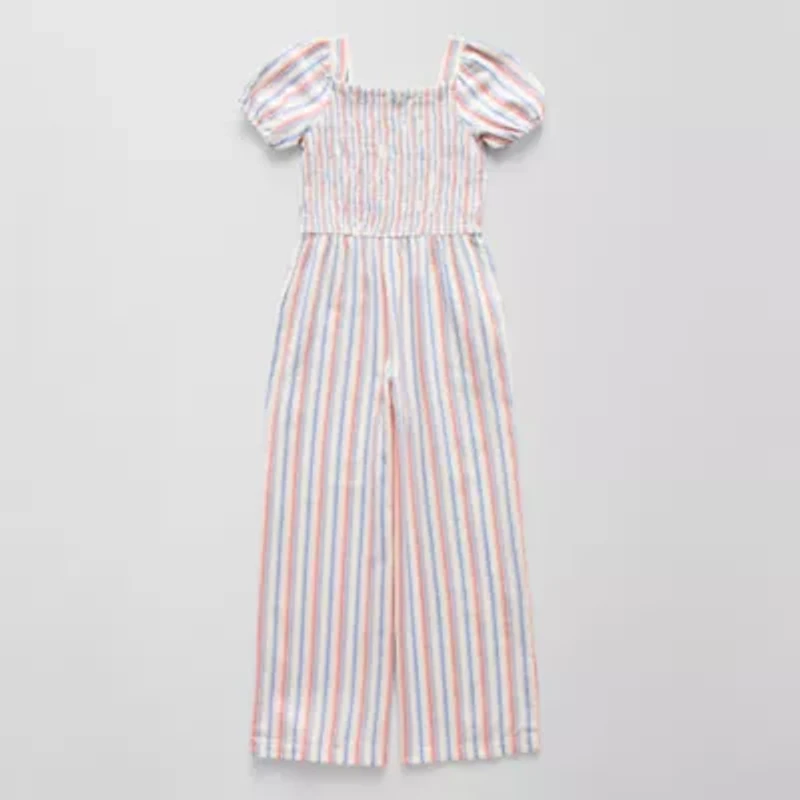 Thereabouts Little & Big Kid Girls Square Neck Short Sleeve Jumpsuit