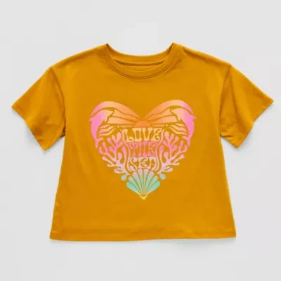 Thereabouts Little & Big Kid Girls Hidden Access Opening Crew Neck Short Sleeve Adaptive Boxy Fit Graphic T-Shirt