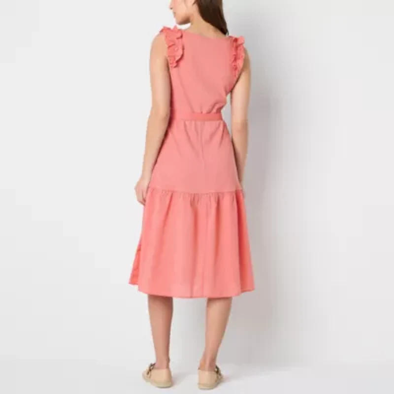 Frye and Co. Womens Sleeveless Midi A-Line Dress