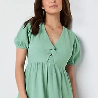 Frye and Co. Womens Short Sleeve Midi Fit + Flare Dress