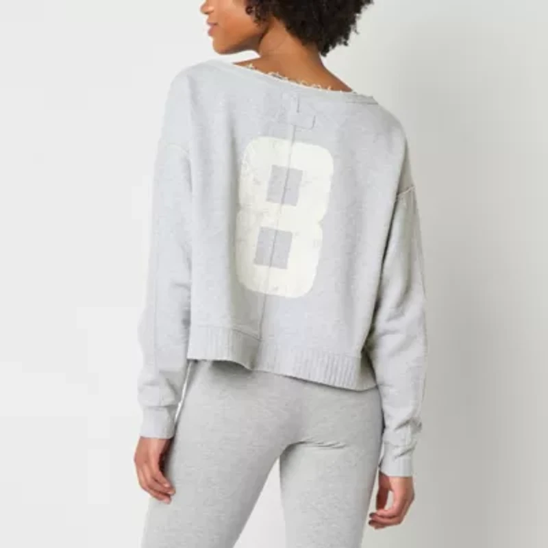 Arizona Off The Shoulder Womens Crew Neck Long Sleeve Juniors Sweatshirt