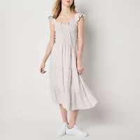Arizona Womens Short Sleeve Floral Juniors Maxi Dress