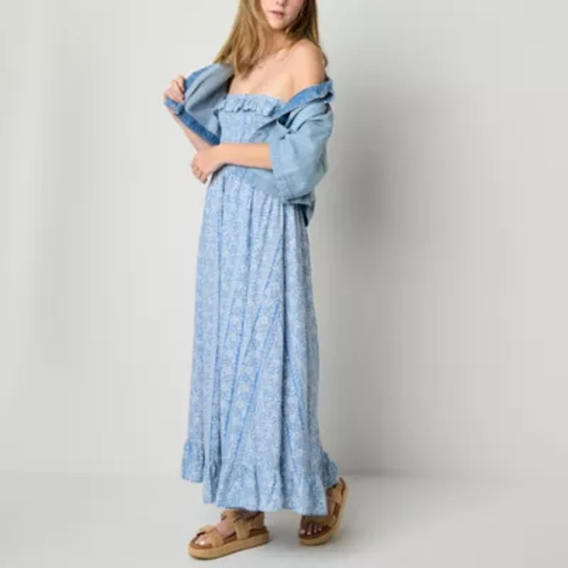 Arizona Womens Floral Juniors Maxi Dress