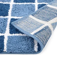 Home Expressions Blue Grid 20"X32" Bath Rug