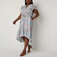 Frye and Co. Womens Short Sleeve High-Low Plus Maxi Dress