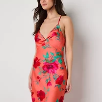 Emerald Sundae Womens Juniors Sleeveless Floral Midi Slip Dress