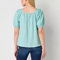 Frye and Co. Womens Square Neck Short Sleeve Blouse
