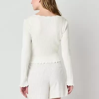 by&by Juniors Womens Scallop Neck Long Sleeve Pullover Sweater
