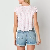 Arizona Womens Short Sleeve Juniors Blouse