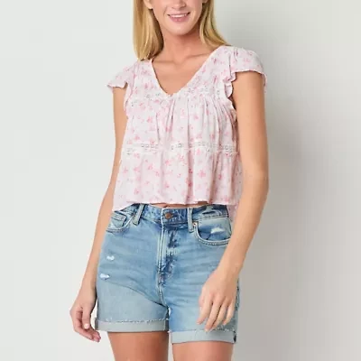 Arizona Womens Short Sleeve Juniors Blouse