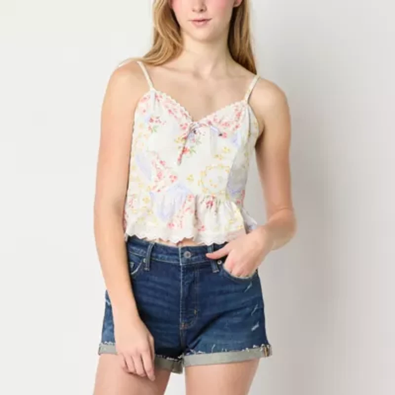 Arizona Womens Juniors Sweetheart Neck Sleeveless Tank Top