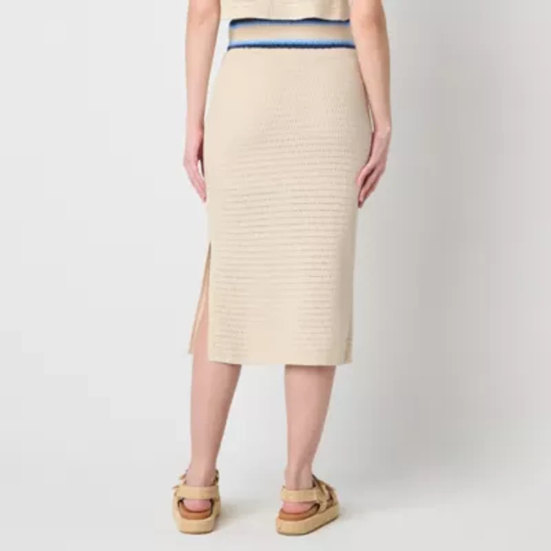 Arizona Womens High Rise Midi Full Skirt Juniors