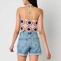 Arizona Crochet Womens Juniors Halter Neck 3/4 Sleeve Tank Top