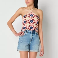 Arizona Crochet Womens Juniors Halter Neck 3/4 Sleeve Tank Top